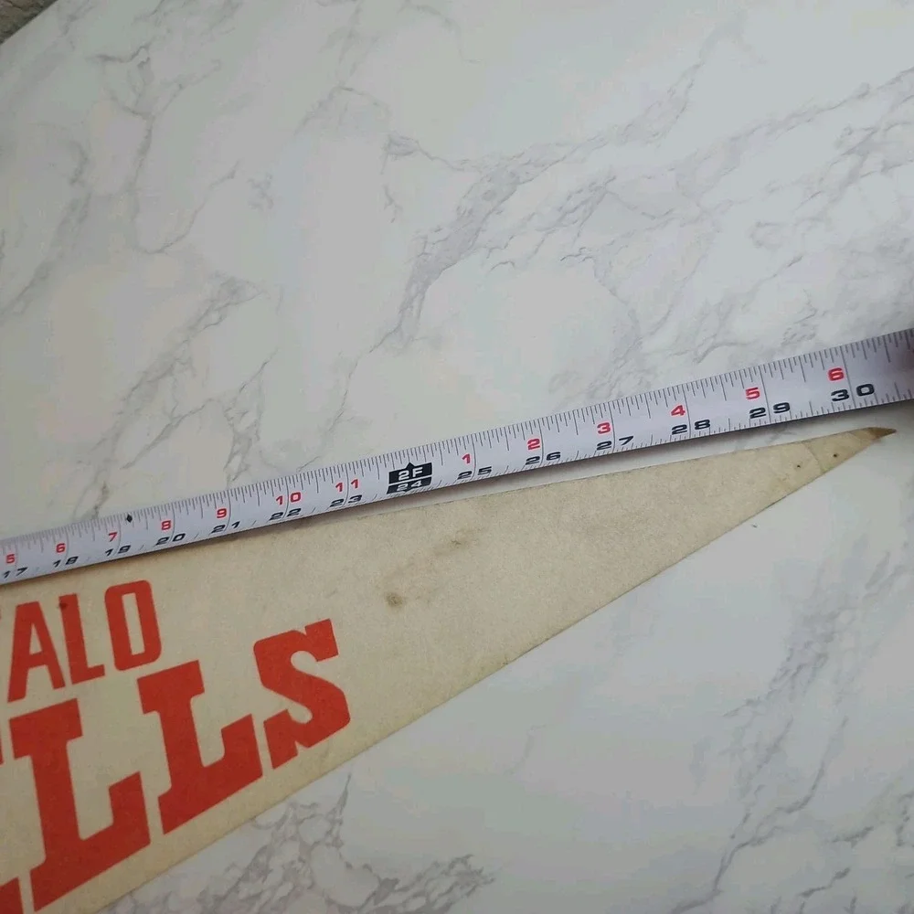 Vintage 1970s Buffalo Bills NFL Felt Pennant Flag White Helmet Logo Trench Vtg